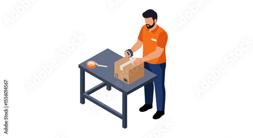 Shipping process vector illustration for e-commerce logistics design in isometric style