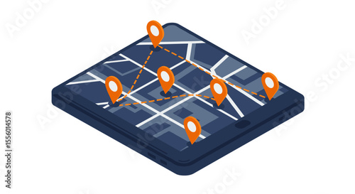 Isometric map navigation vector illustration for gps and location design