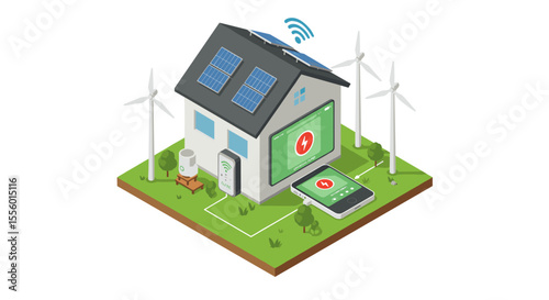 Smart home energy concept vector illustration: sustainable technology design for posters