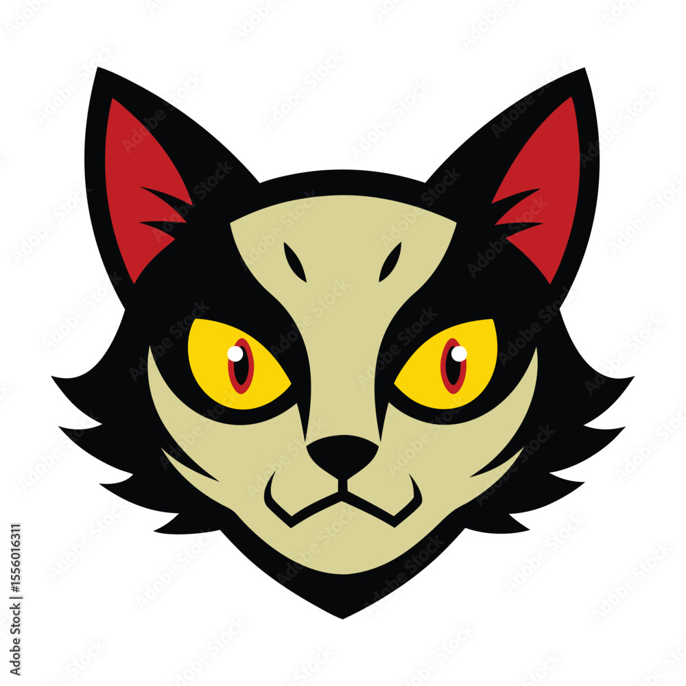 Obraz premium Graffiti Cat Head Logo for Urban Style Art Line Art Vector Illustration