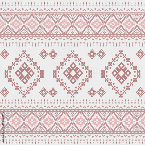 Geometric Floral Tribal Border Pattern with Top and Bottom Trim – Seamless Design