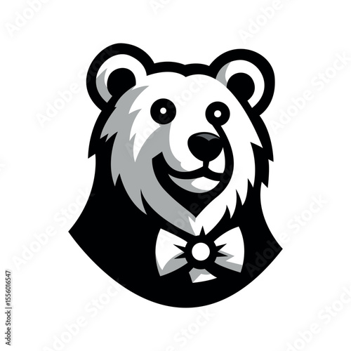 with a Bear logo black and white mascot simple design