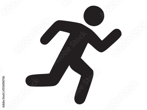 Black silhouette of running man isolated on white background, graphic illustration. concept of athletics, sport icon, active lifestyle, fitness symbol, design element