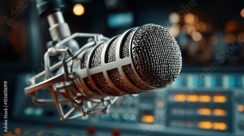 Studio microphone setup for professional audio recording and broadcasting