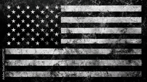 Grunge American Flag: A Distressed Black and White Patriotism Image