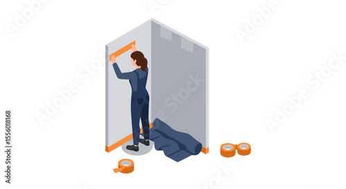 Diy home renovation concept vector illustration for interior design and decor in isometric style