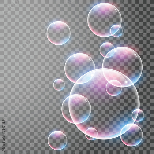 transparent realistic bubbles with reflections