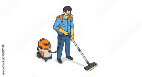 Industrial cleaning concept vector illustration in isometric style for design and educational use