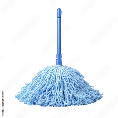 Blue Mop on White Background: A close-up shot of a vibrant blue mop, showcasing its cleaning power and simple design, set against an unobtrusive backdrop.