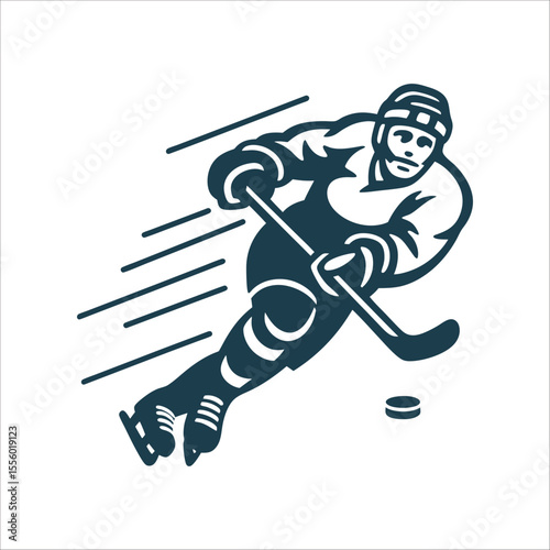 Hockey Player in Motion Graphic Wrist Shot Motion Player flicking puck