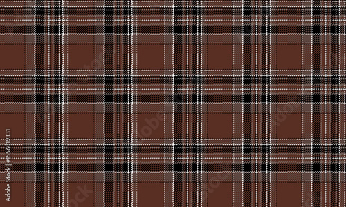 Seamless plaid pattern, brown, black, white, classic style, suitable for designing clothes, skirts, pants, dresses, shirts, ready to use in fashion and textiles.