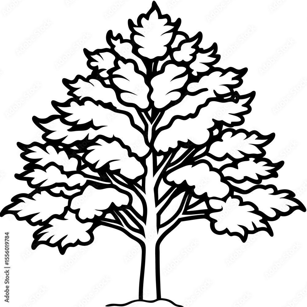 Obraz premium Snow-covered Tree line art vector