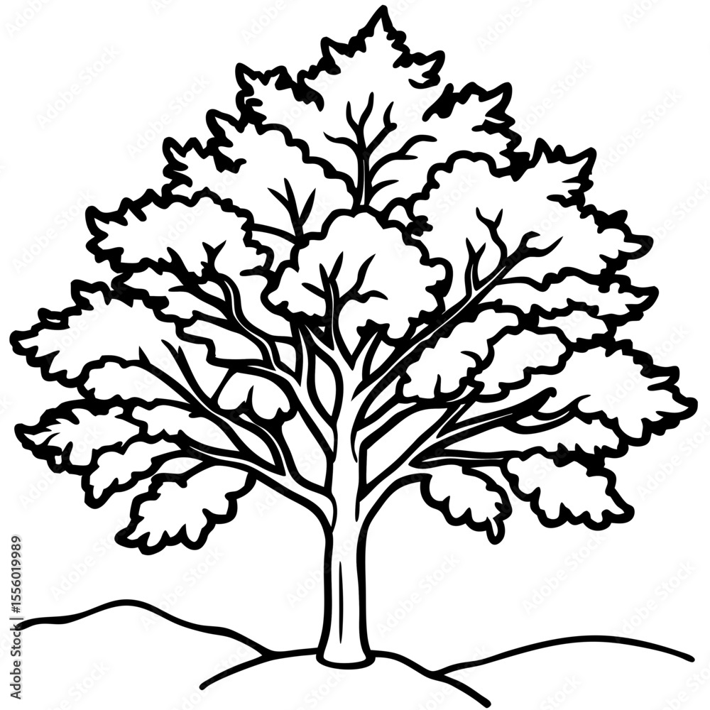 Obraz premium Snow-covered Tree line art vector