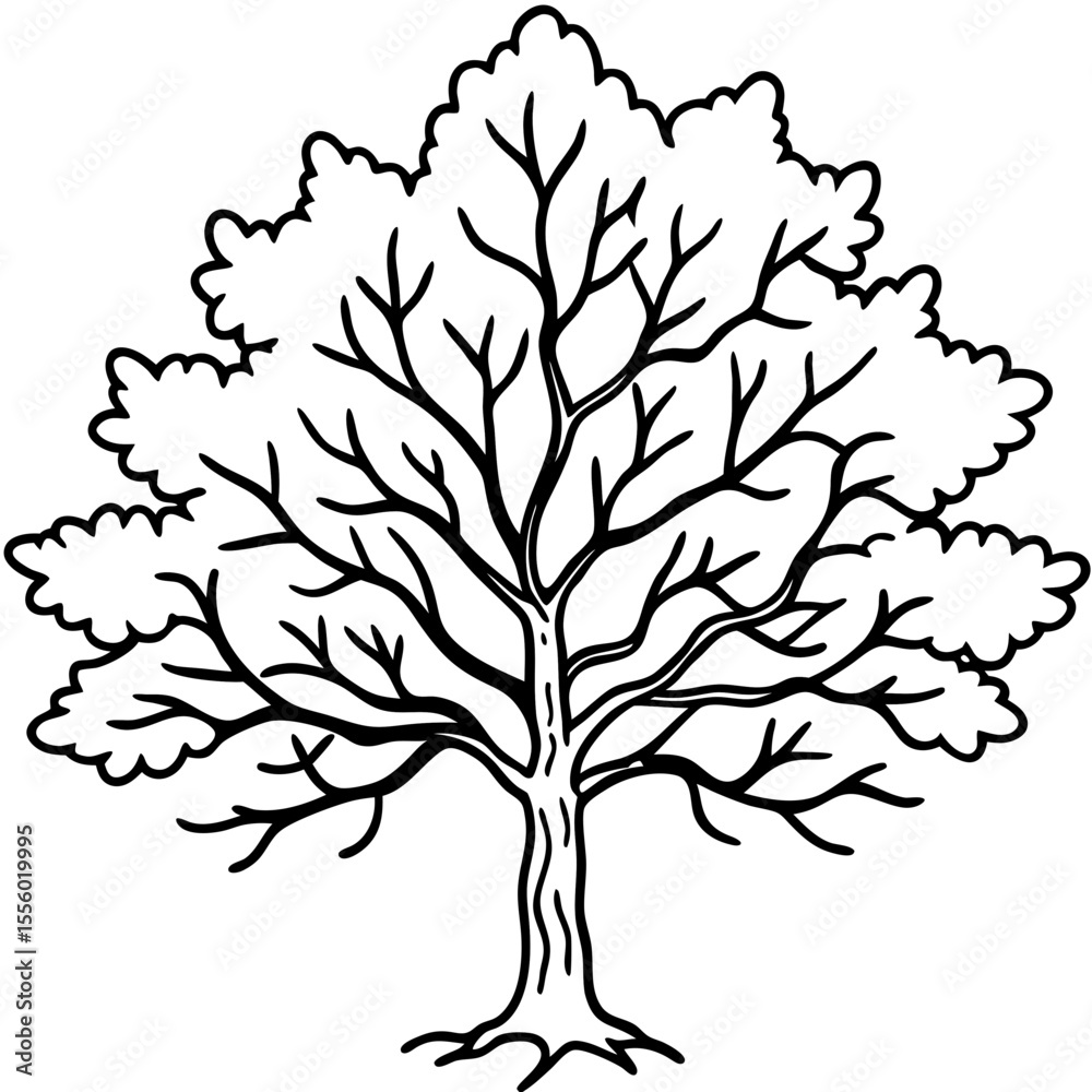 Obraz premium Snow-covered Tree line art vector