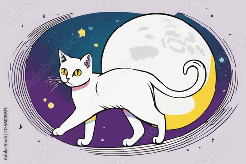 Anime Cat Walking in Space