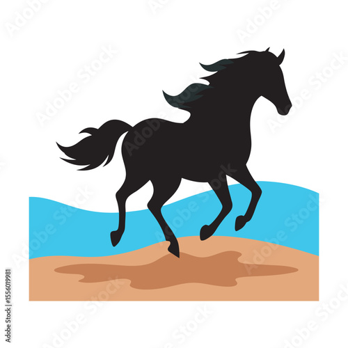 Horse Galloping On Beach At Dawn