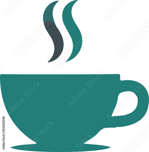 A logo design featuring a steaming coffee cup