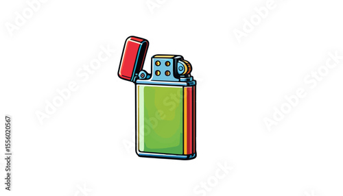 Butane Lighter Icon with Burning Flame in Vector Style