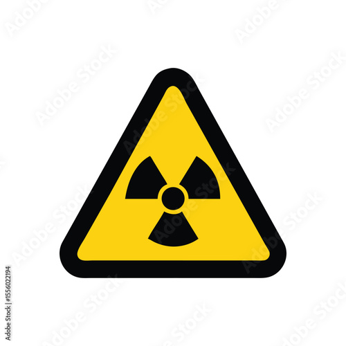 "Nuclear Hazard Warning Icon: Radiation Symbol in Yellow Triangle"