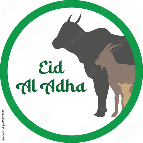 Illustration of Eid al-Fitr and Eid al-Adha icons, various sacrificial animals with transparent backgrounds as per design needs