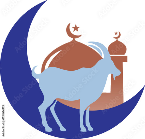 Illustration of Eid al-Fitr and Eid al-Adha icons, various sacrificial animals with transparent backgrounds as per design needs
