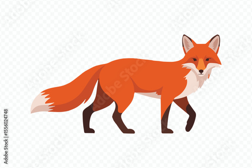 red fox walking vector illustration isolated on white background – perfect for wildlife and nature design projects