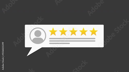 Customer review rating with 5 stars. alpha channel