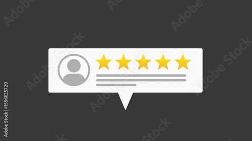 Customer review rating with 5 stars. alpha channel