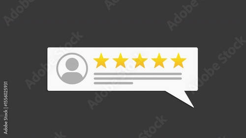 Customer review rating with 5 stars. alpha channel