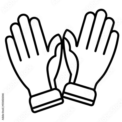 Protective Gloves Line Art Vector Illustration