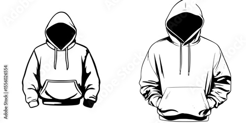 Black hooded sweatshirts displayed in a simple design on a plain background showcasing versatility and comfort in casual wear