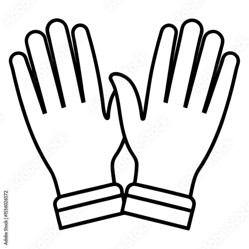 Protective Gloves Line Art Vector Illustration