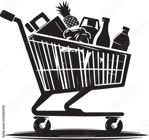 black shopping cart silhouette vector, shopping cart logo vector illustration, shopping cart silhouette vector design