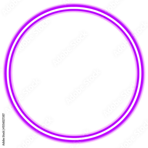 Purple neon circle frame. Perfect for adding a vibrant touch to your designs. Round neon frame with transparent background.
