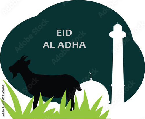 Illustration of Eid al-Fitr and Eid al-Adha icons, various sacrificial animals with transparent backgrounds as per design needs