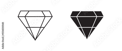 Diamond Gemstone Icon Set: Jewel, Luxury, Precious, Crystal, Rarity