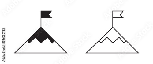 Mountain Peak Icon Set: Success, Achievement, Goal, Top, Summit