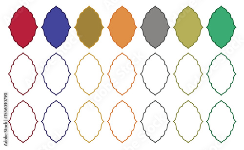 Colorful Editable Ornamental Label SHAPES– Flat & Outline Collection