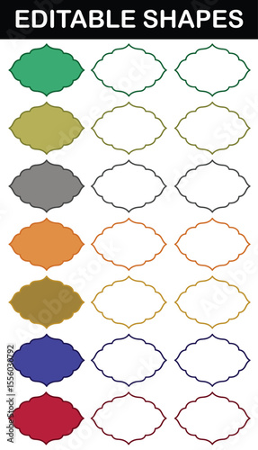 Flat Editable Shape Icons – Colorful Outline Template Pack