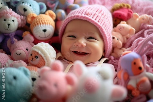 happy cute newborn baby child infant portrait