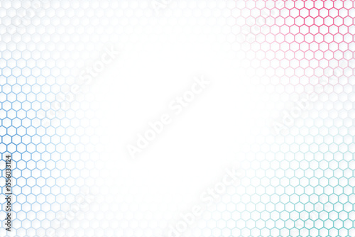 Abstract background with white hexagons and a gradient of blue and red