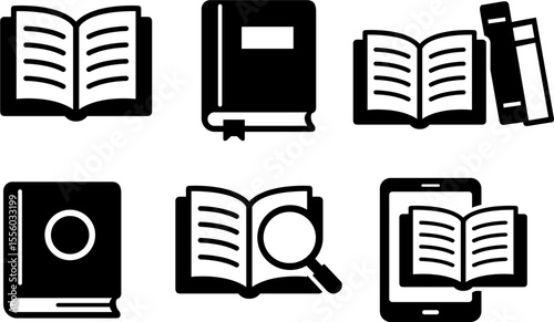 Book icons set isolated on transparent background. Literature book icons collection