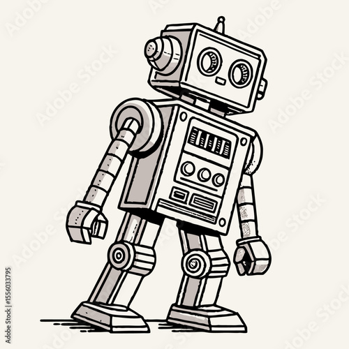 Chrome Robot Pixel Art Vector

