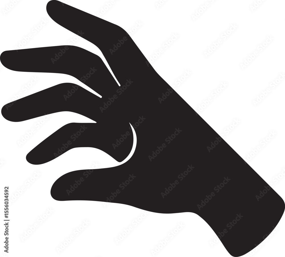 Obraz premium A hand stretching forward, fingers slightly apart and tensed, as if about to grab or touch something just out of reach vector silhouette art on white background