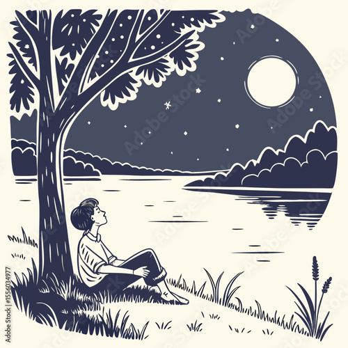 Calm Stargazer Vector
