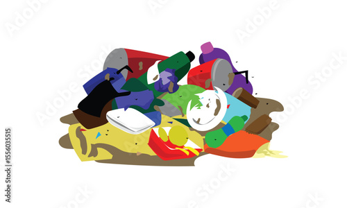 Vector Illustration of Trash and Waste Management, Garbage Sorting, Recycling, Environmental Pollution Concept