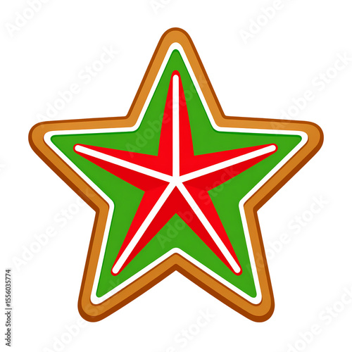 Festive star-shaped cookie with colorful icing. A delightful treat perfect for celebrations and holidays.