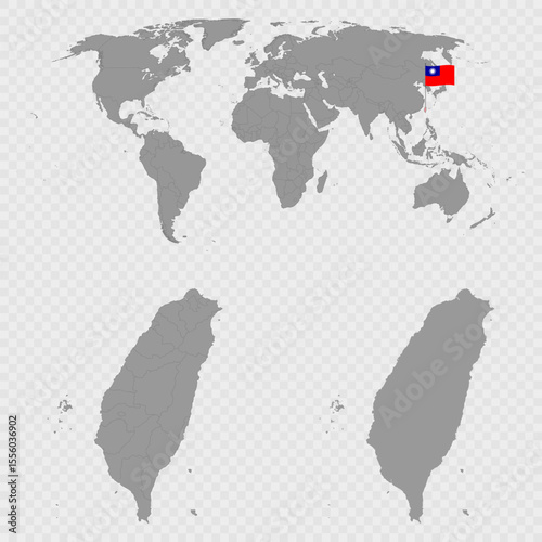 Taiwan Map Set with World Location.