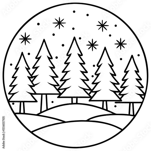 Winter Forest icon vector