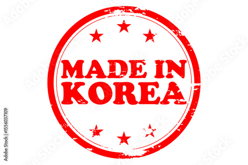MADE IN KOREA - MADE IN KOREA text written on Red Rubber Stamp 
